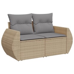 Salon de jardin avec coussins 6 pcs beige résine tressée 