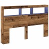 Armoire tête de lit avec LED vieux bois 160x17x102 cm 