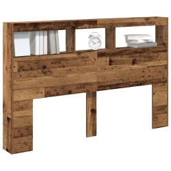 Armoire tête de lit avec LED vieux bois 160x17x102 cm 