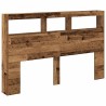 Armoire tête de lit avec LED vieux bois 160x17x102 cm 