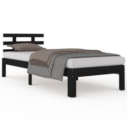 Cadre de lit sans matelas noir bois massif 90x200 cm 