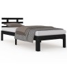 Cadre de lit sans matelas noir bois massif 90x200 cm 