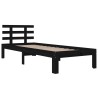 Cadre de lit sans matelas noir bois massif 90x200 cm 