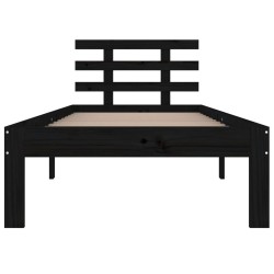 Cadre de lit sans matelas noir bois massif 90x200 cm 