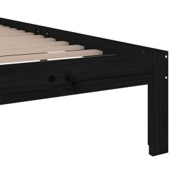 Cadre de lit sans matelas noir bois massif 90x200 cm 