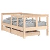 Cadre de lit enfant avec tiroirs 70x140 cm bois de pin massif 