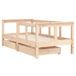 Cadre de lit enfant avec tiroirs 70x140 cm bois de pin massif 