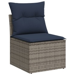 Salon de jardin 5 pcs avec coussins gris résine tressée 