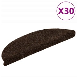 Tapis d'escalier auto-adhésifs 30 pcs marron 56x17x3 cm 