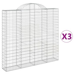 Paniers à gabions arqués 3 pcs 200x30x180/200 cm Fer galvanisé 