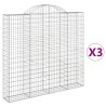 Paniers à gabions arqués 3 pcs 200x30x180/200 cm Fer galvanisé 