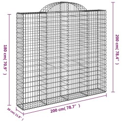 Paniers à gabions arqués 3 pcs 200x30x180/200 cm Fer galvanisé 
