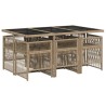 Ensemble à manger de jardin coussins 7 pcs mélange beige rotin 