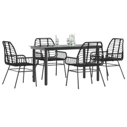 Ensemble à manger de jardin 5 pcs noir résine tressée verre 