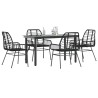 Ensemble à manger de jardin 5 pcs noir résine tressée verre 