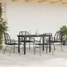 Ensemble à manger de jardin 5 pcs noir résine tressée verre 