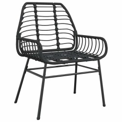 Ensemble à manger de jardin 5 pcs noir résine tressée verre 