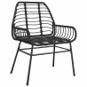 Ensemble à manger de jardin 5 pcs noir résine tressée verre 