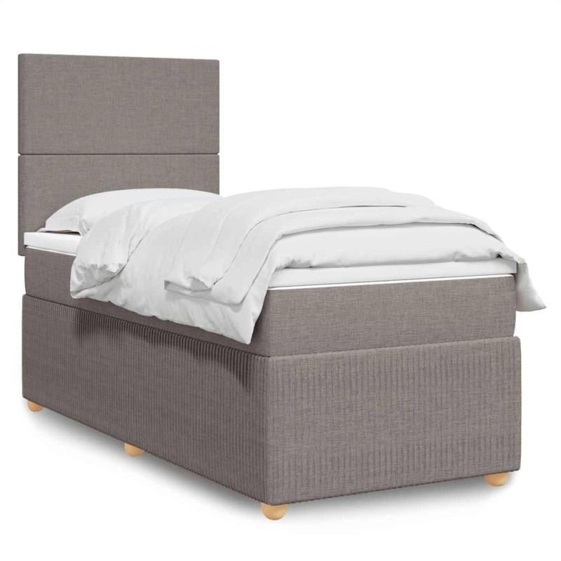 Sommier à lattes de lit avec matelas Taupe 90x190 cm Tissu 