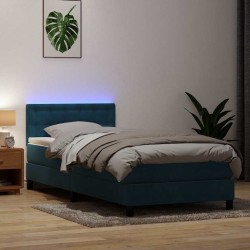 Sommier à lattes de lit et matelas bleu foncé 90x220 cm velours 