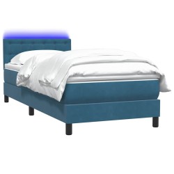 Sommier à lattes de lit et matelas bleu foncé 90x220 cm velours 