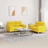 Ensemble de canapés 2 pcs avec coussins jaune clair tissu 
