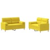 Ensemble de canapés 2 pcs avec coussins jaune clair tissu 