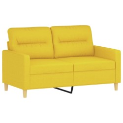 Ensemble de canapés 2 pcs avec coussins jaune clair tissu 