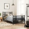 Cadre de lit métal sans matelas avec pied de lit noir 90x190 cm 