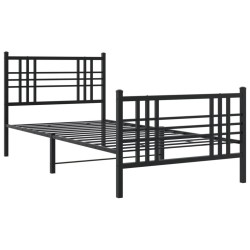 Cadre de lit métal sans matelas avec pied de lit noir 90x190 cm 