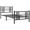 Cadre de lit métal sans matelas avec pied de lit noir 90x190 cm 