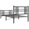 Cadre de lit métal sans matelas avec pied de lit noir 90x190 cm 