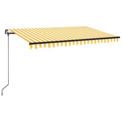 Auvent manuel rétractable avec LED 450x350 cm Jaune et blanc 