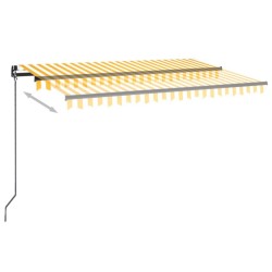 Auvent manuel rétractable avec LED 450x350 cm Jaune et blanc 