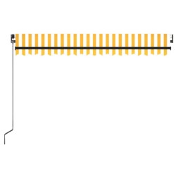 Auvent manuel rétractable avec LED 450x350 cm Jaune et blanc 