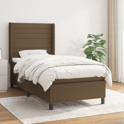 Sommier à lattes de lit avec matelas Marron foncé 90x200 cm 