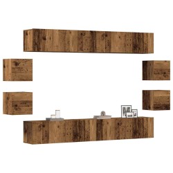 Ensemble de meuble TV mural 8 pcs vieux bois bois d'ingénierie 