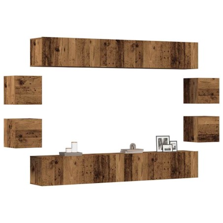 Ensemble de meuble TV mural 8 pcs vieux bois bois d'ingénierie 
