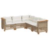 Salon de jardin avec coussins 5 pcs beige résine tressée 