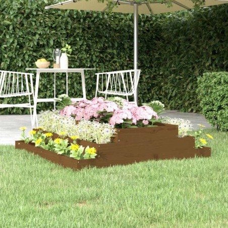 Jardinière Marron miel 110x110x27 cm Bois massif de pin 
