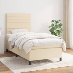 Sommier à lattes de lit avec matelas Crème 100x200 cm Tissu 