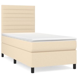 Sommier à lattes de lit avec matelas Crème 100x200 cm Tissu 