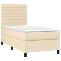 Sommier à lattes de lit avec matelas Crème 100x200 cm Tissu 