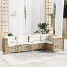 Salon de jardin avec coussins 5 pcs beige résine tressée 
