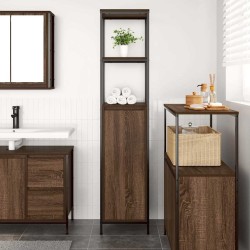 Meuble de salle de bain avec étagères chêne marron 36x35x165 cm 