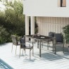 Ensemble à manger de jardin 5 pcs coussins gris résine tressée 