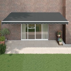 Auvent rétractable anthracite 5x3 m tissu et aluminium 