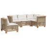 Salon de jardin avec coussins 5 pcs beige résine tressée 