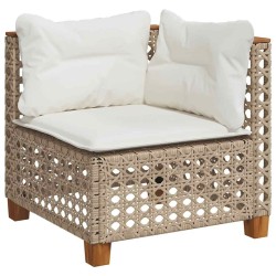 Salon de jardin avec coussins 5 pcs beige résine tressée 