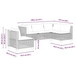 Salon de jardin avec coussins 5 pcs beige résine tressée 